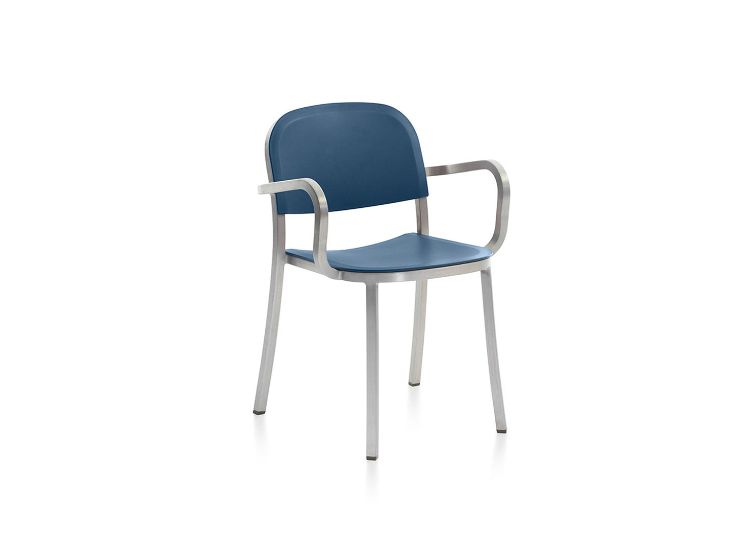 1 Inch Armchair by Emeco - Hand Brushed Aluminium / Blue