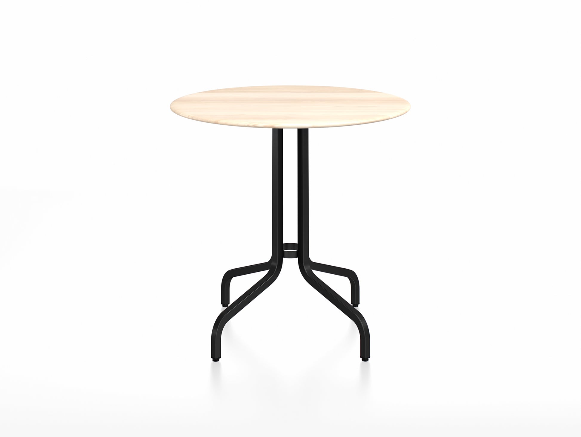 1 Inch Outdoor Cafe Table by Emeco - Round (Diameter: 76 cm) / Black Powder Coated Aluminium Base / Accoya Wood Tabletop