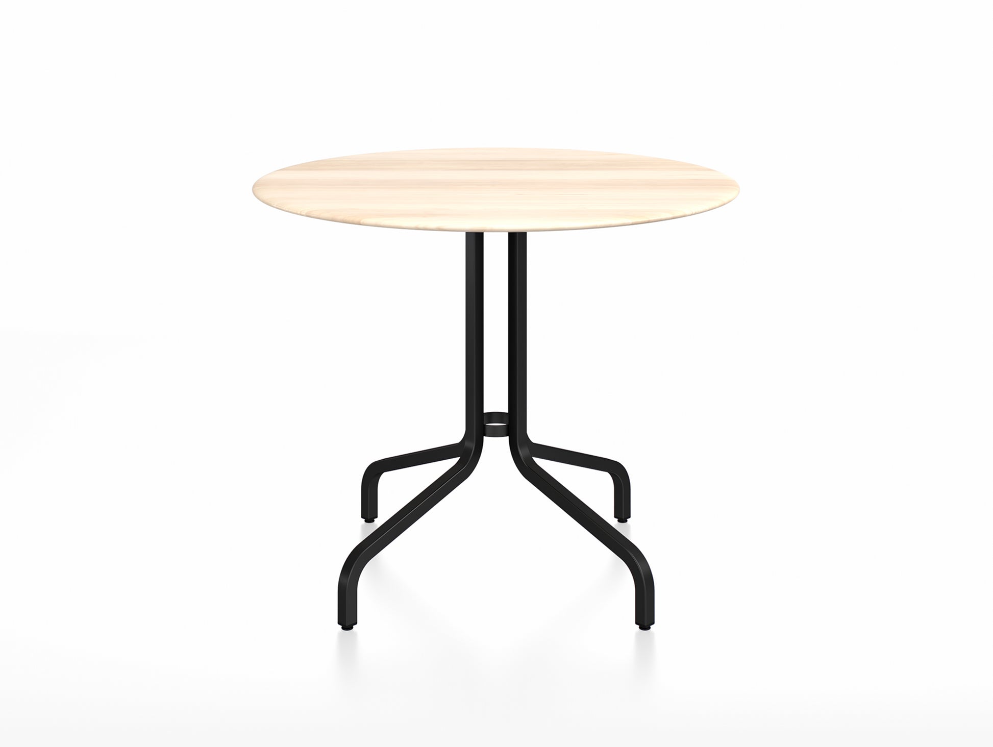 1 Inch Outdoor Cafe Table by Emeco - Round (Diameter: 91 cm) / Black Powder Coated Aluminium Base / Accoya Wood Tabletop