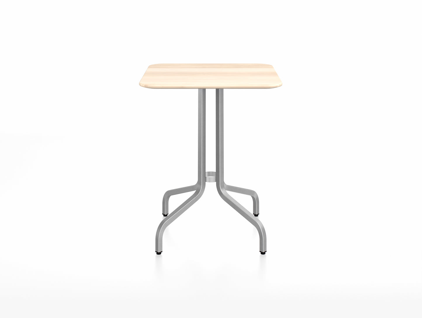1 Inch Outdoor Cafe Table by Emeco - Square (60 x 60 cm) /Hand Brushed Aluminium Base / Accoya Wood Tabletop