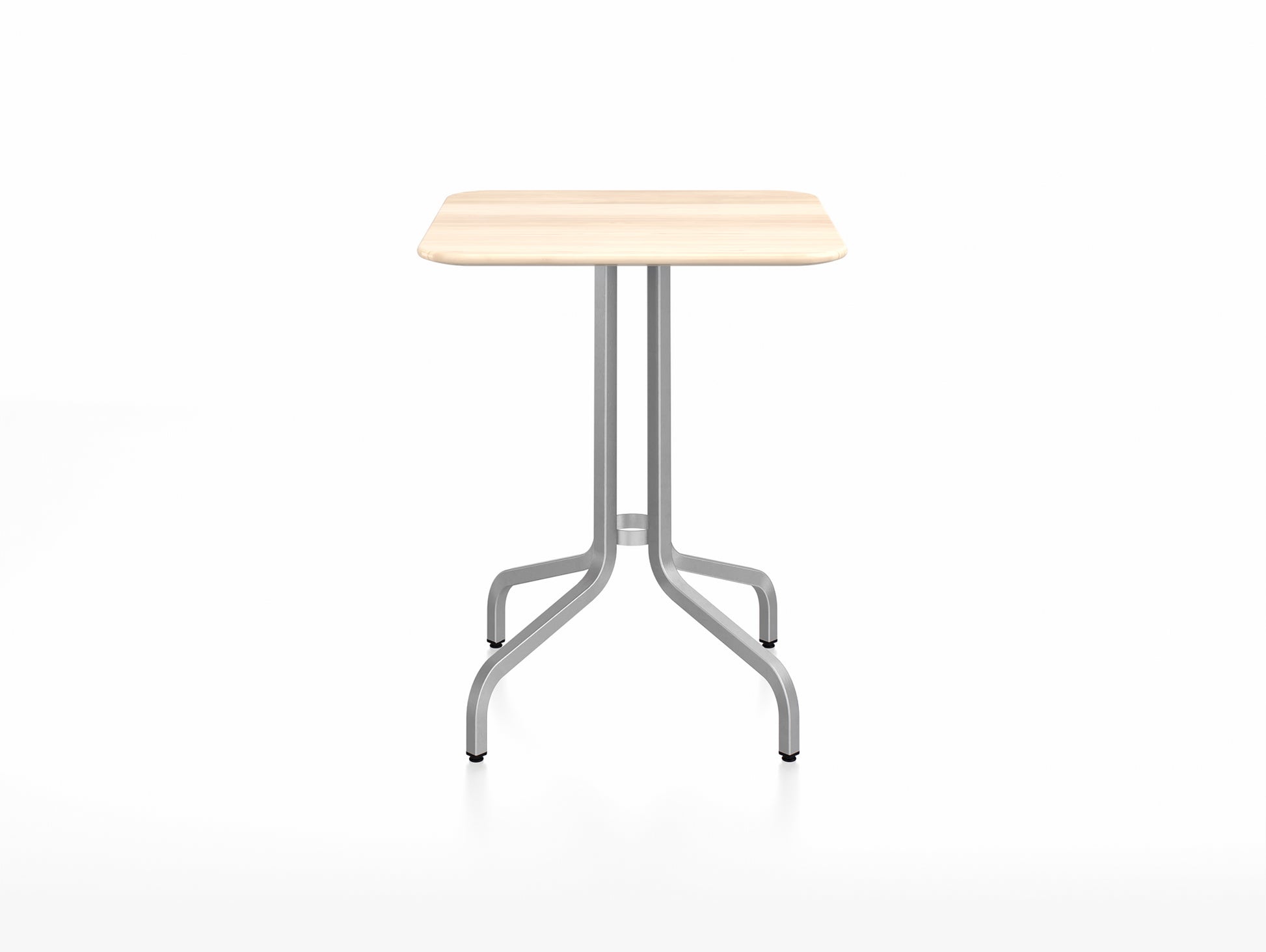 1 Inch Outdoor Cafe Table by Emeco - Square (60 x 60 cm) /Hand Brushed Aluminium Base / Accoya Wood Tabletop