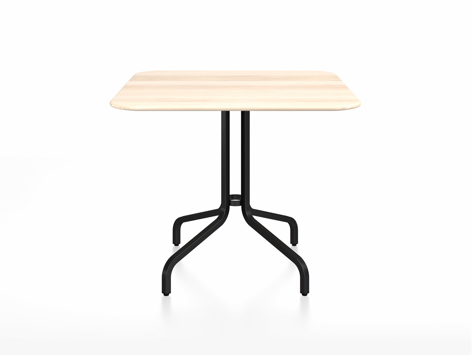 1 Inch Outdoor Cafe Table by Emeco -Square (91 x 91 cm) / Black Powder Coated Aluminium Base / Accoya Wood Tabletop