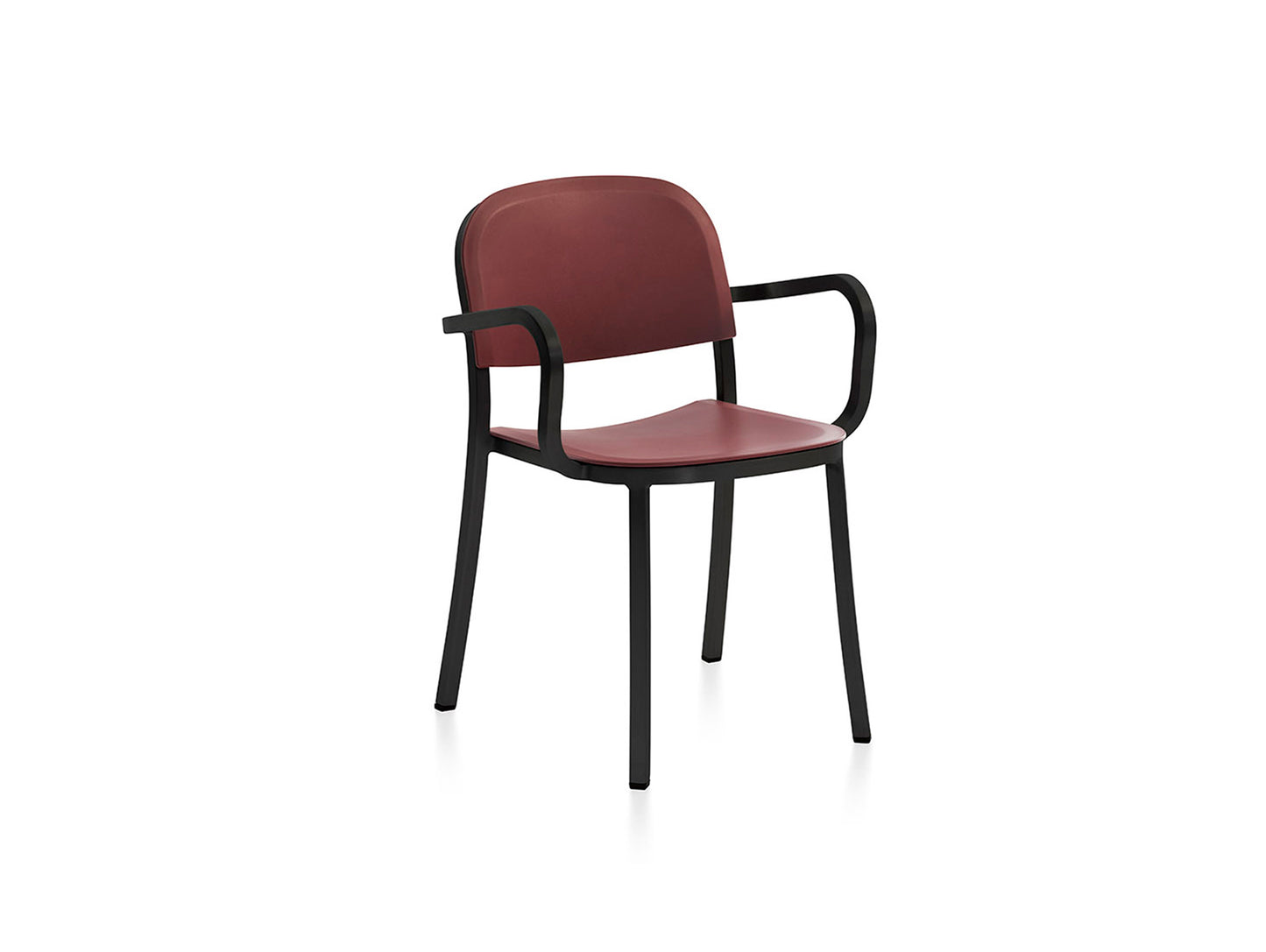 1 Inch Armchair by Emeco - Black Powder Coated Aluminium / Bordeaux