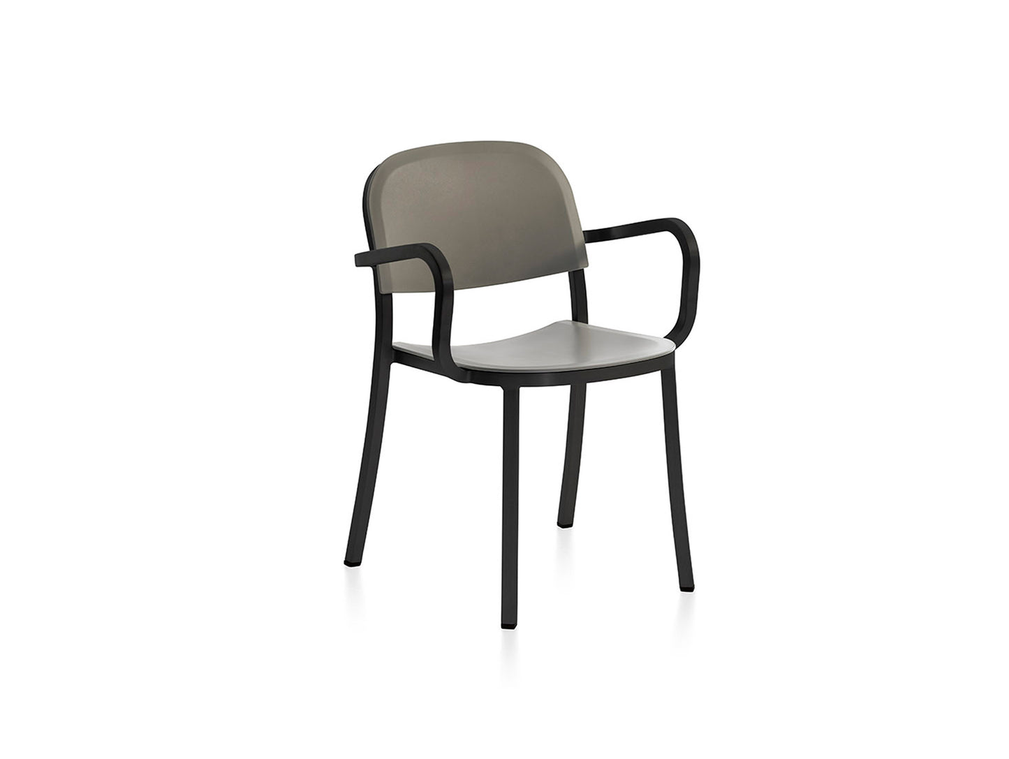 1 Inch Armchair by Emeco - Black Powder Coated Aluminium / Light Grey