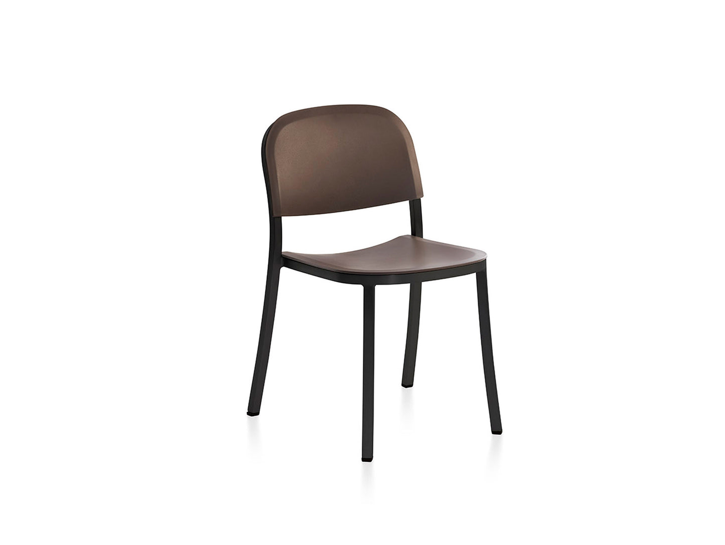 1 Inch Side Chair by Emeco - Black Powder Coated Aluminium / Brown