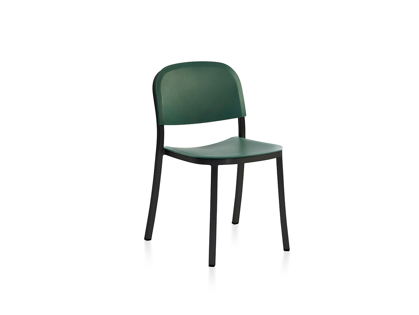 1 Inch Side Chair by Emeco - Black Powder Coated Aluminium / Green