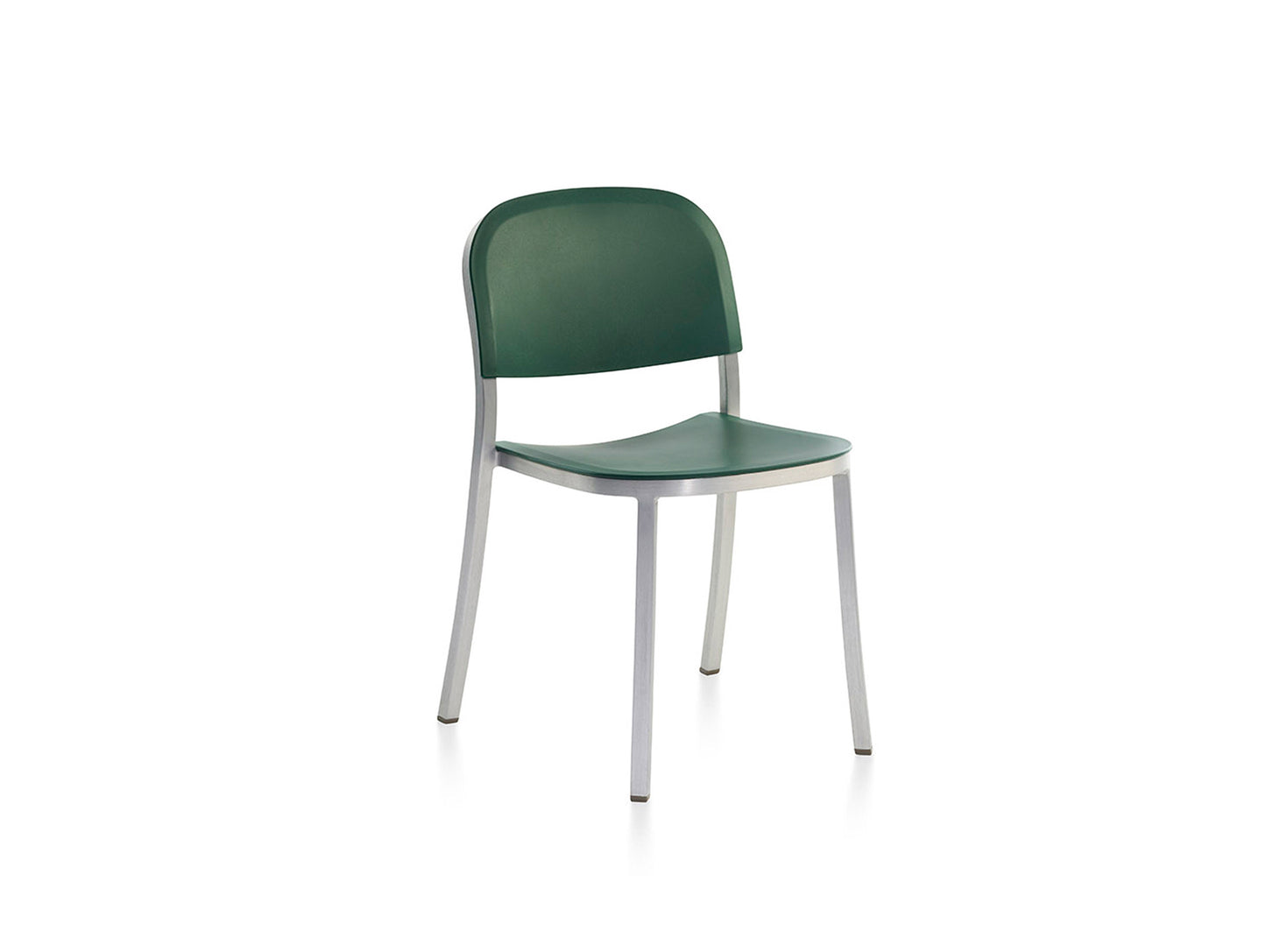 1 Inch Side Chair by Emeco - Hand Brushed Aluminium / Green