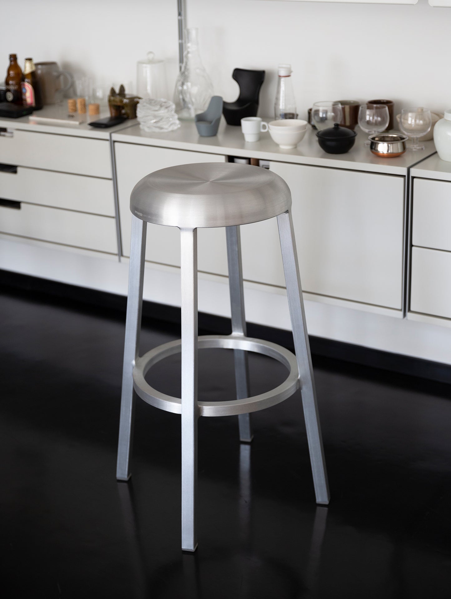 Za Bar Stool by Emeco - Hand Brushed Aluminium