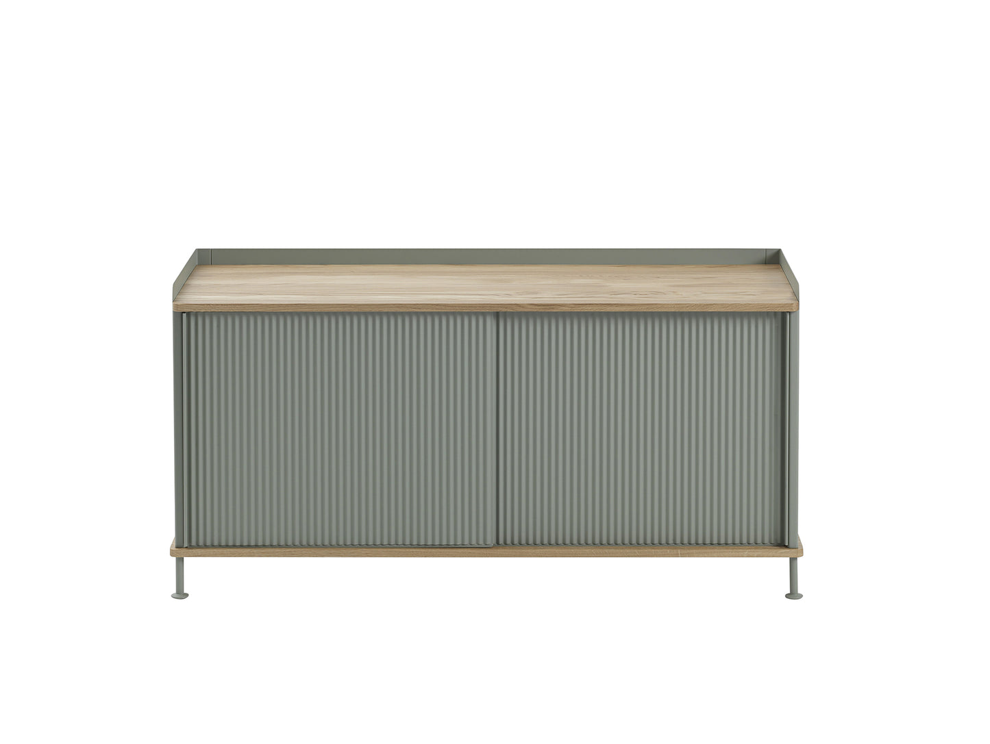 Enfold Sideboard by Muuto - Low / Lacquered Oak / Dusty Green Lacquered Steel