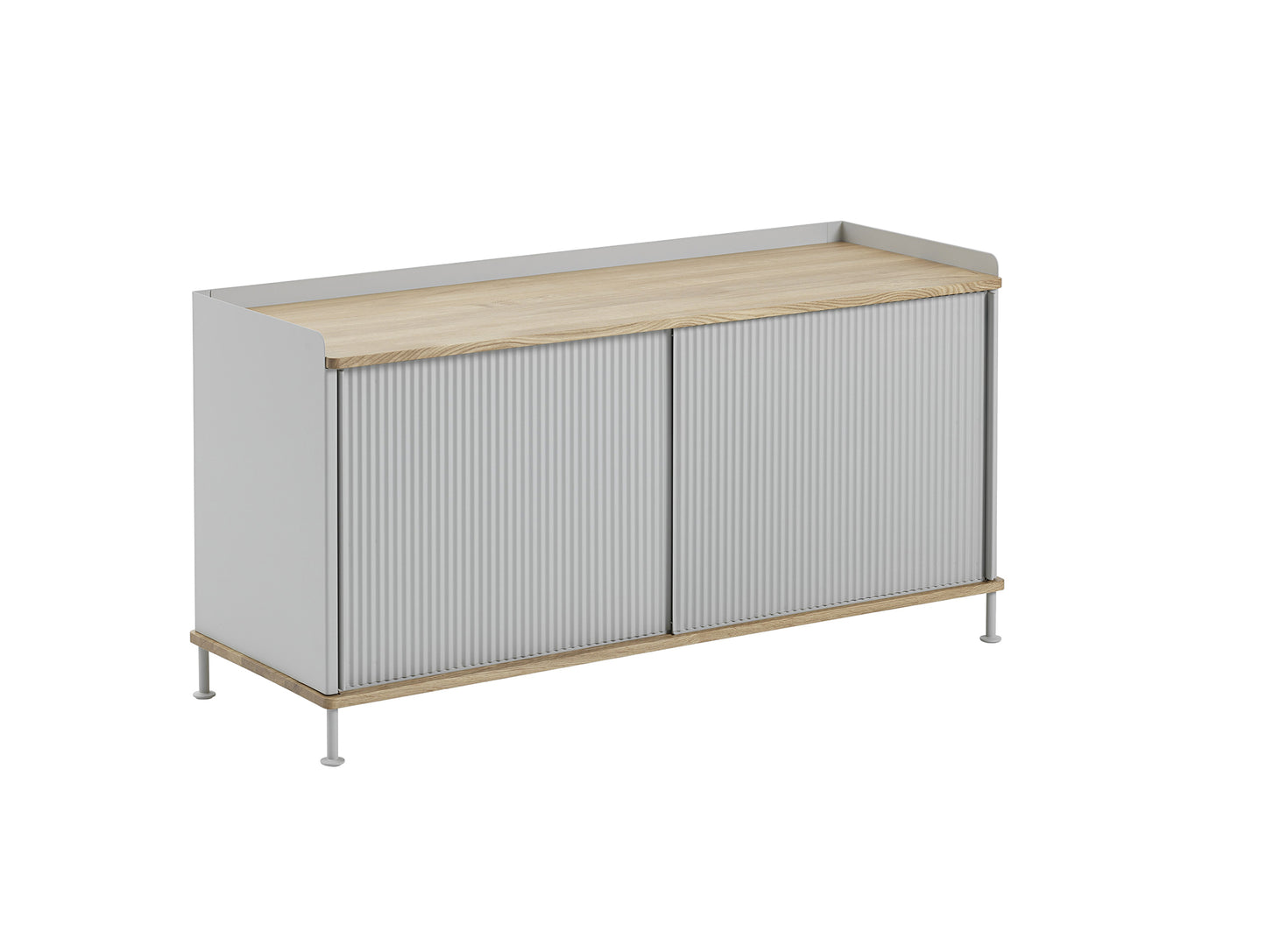 Enfold Sideboard by Muuto - Low / Lacquered Oak / Grey Lacquered Steel