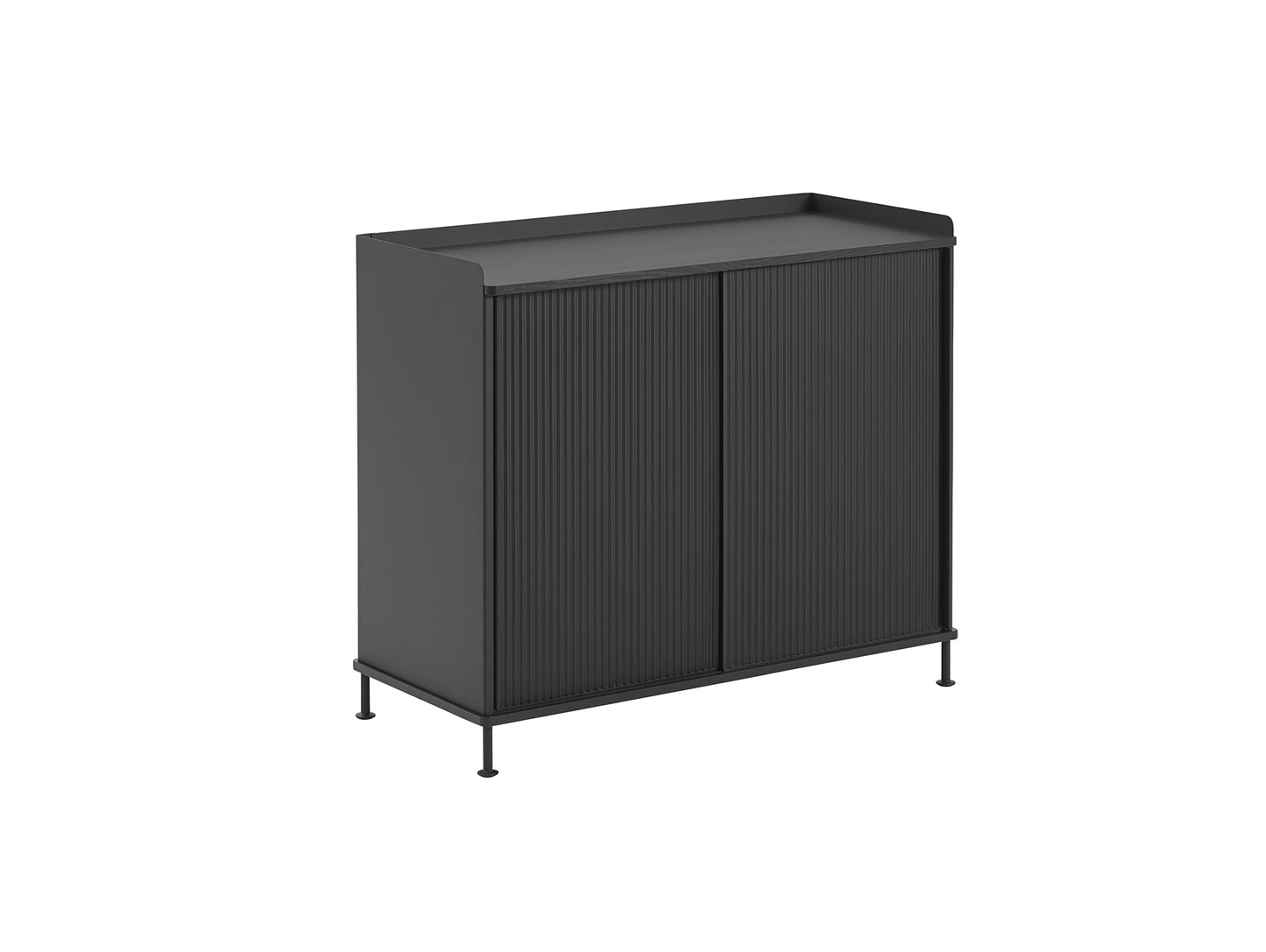 Enfold Sideboard by Muuto - Tall / Black Lacquered Oak / Black Lacquered Steel