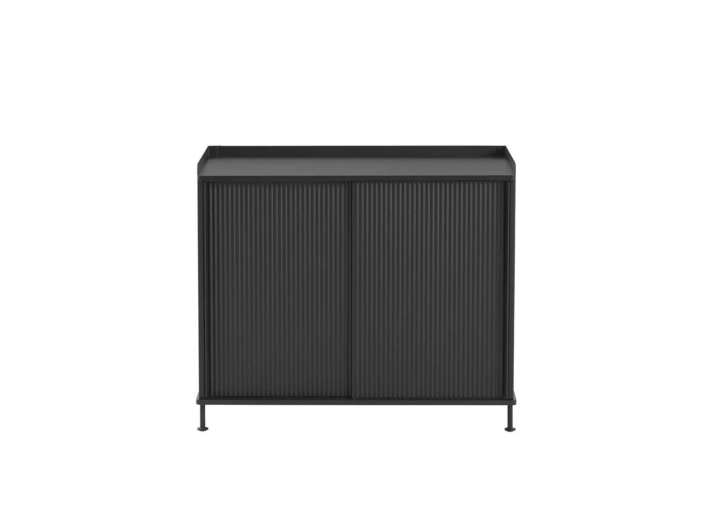 Enfold Sideboard by Muuto - Tall / Black Lacquered Oak / Black Lacquered Steel