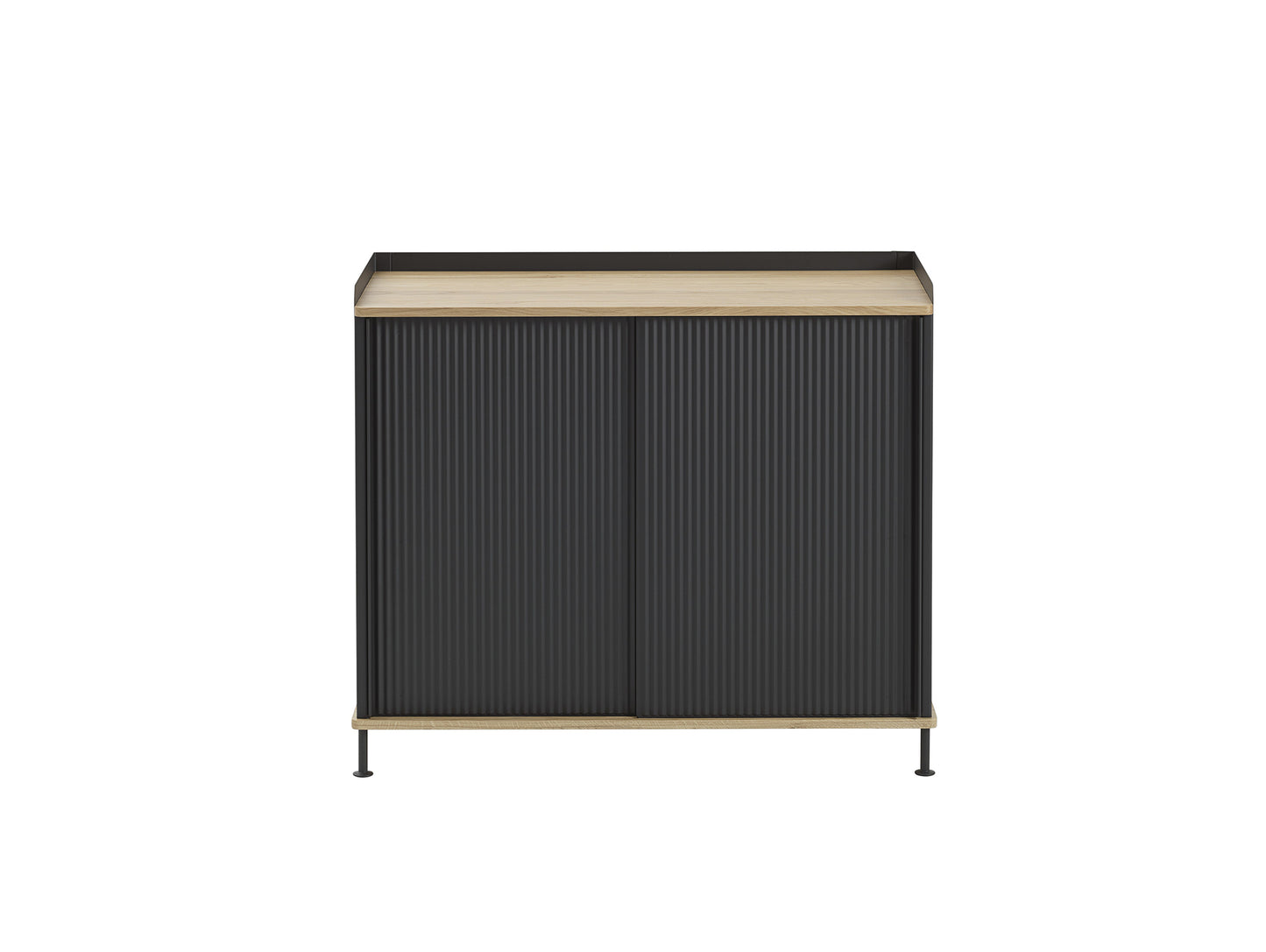 Enfold Sideboard by Muuto - Tall / Lacquered Oak / Black Lacquered Steel