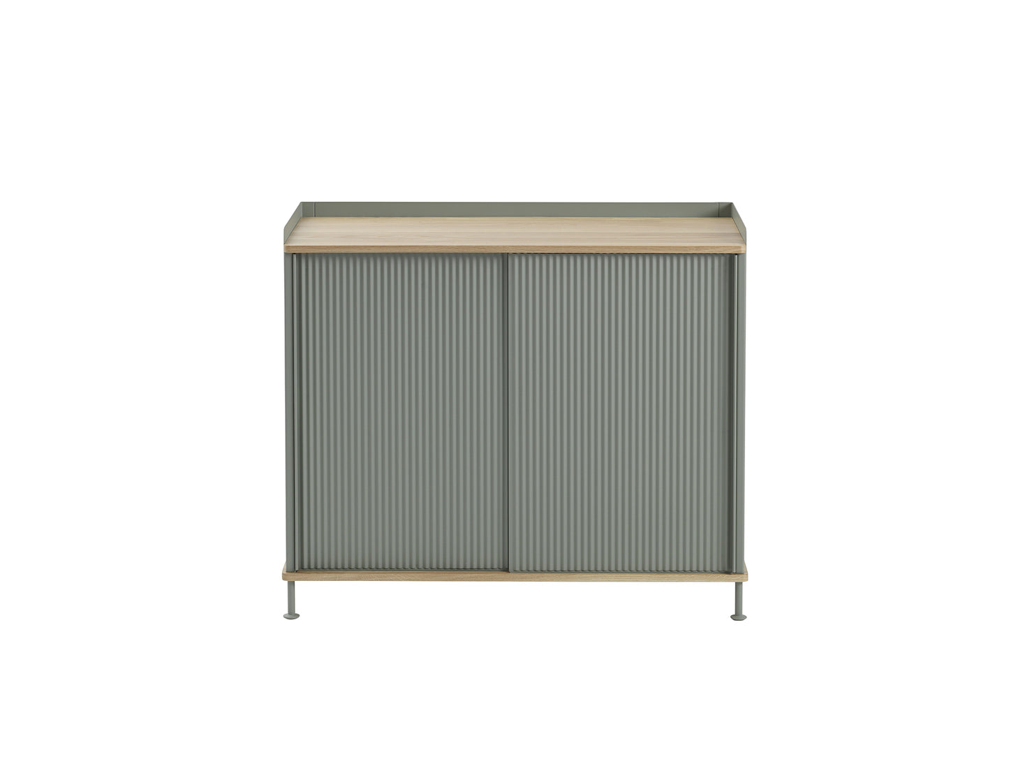 Enfold Sideboard by Muuto - Tall / Lacquered Oak / Dusty Green Lacquered Steel