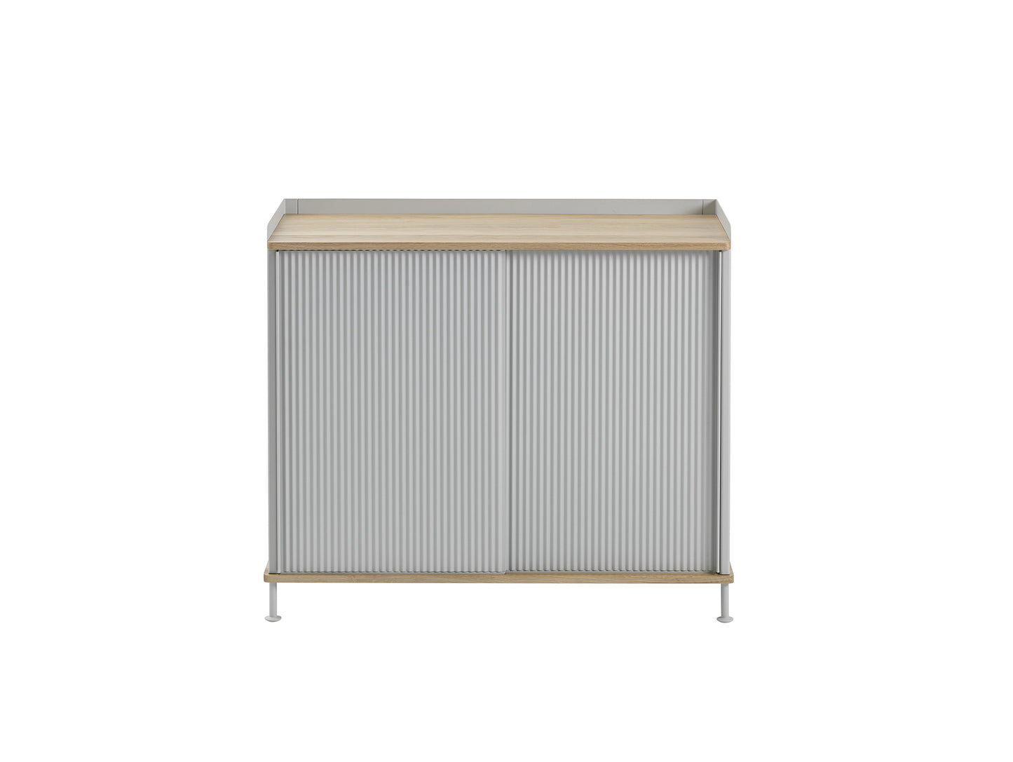 Enfold Sideboard by Muuto - Tall / Lacquered Oak / Grey Lacquered Steel