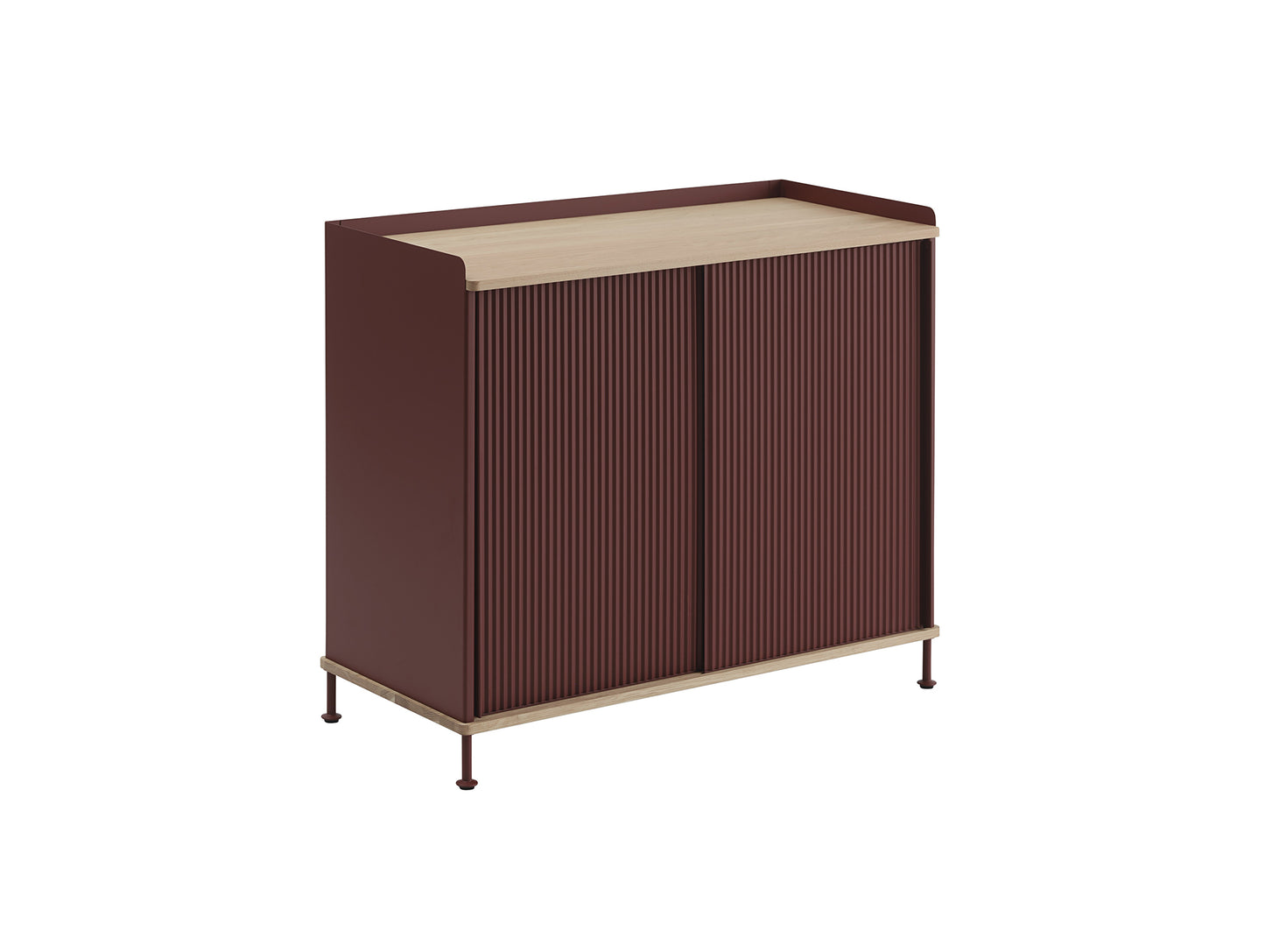 Enfold Sideboard by Muuto -100x45 / Lacquered Oak / Deep Red Lacquered Steel