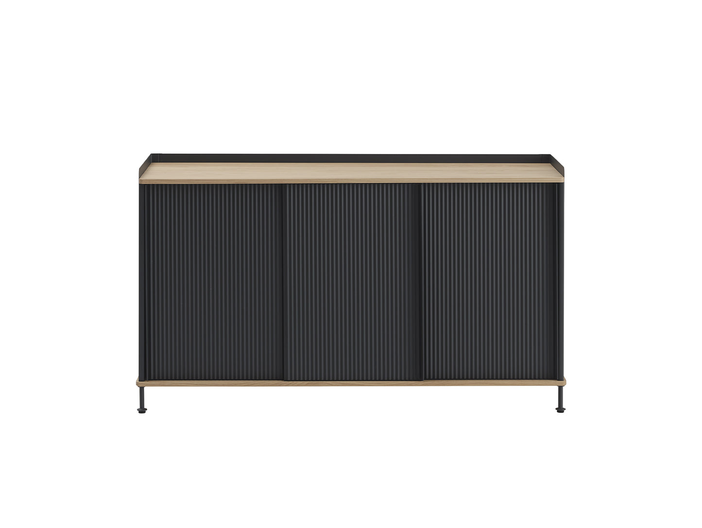 Enfold Sideboard by Muuto - 148x45 / Lacquered Oak / Black Lacquered Steel