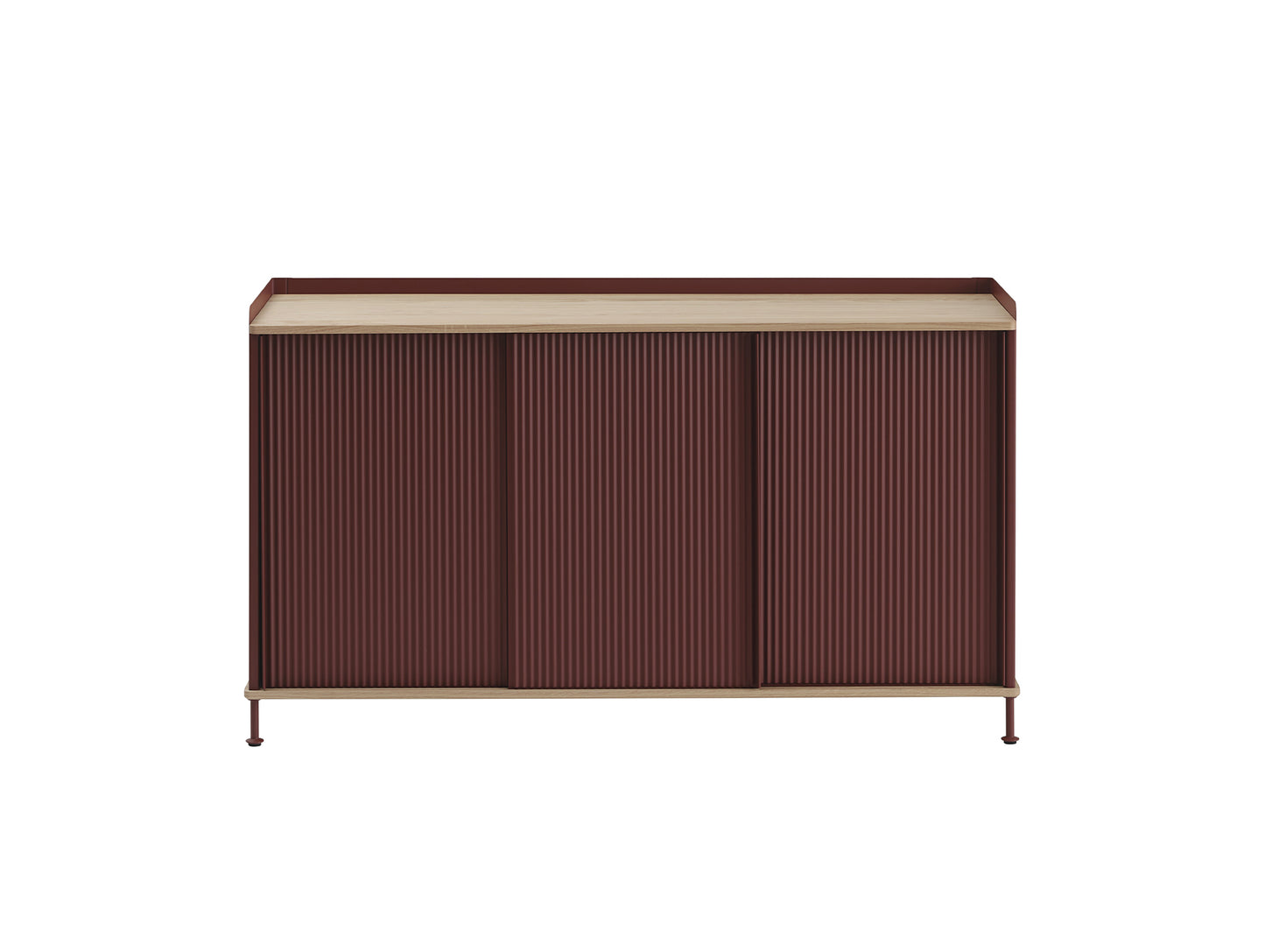 Enfold Sideboard by Muuto - 148x45 / Lacquered Oak / Deep Red Lacquered Steel