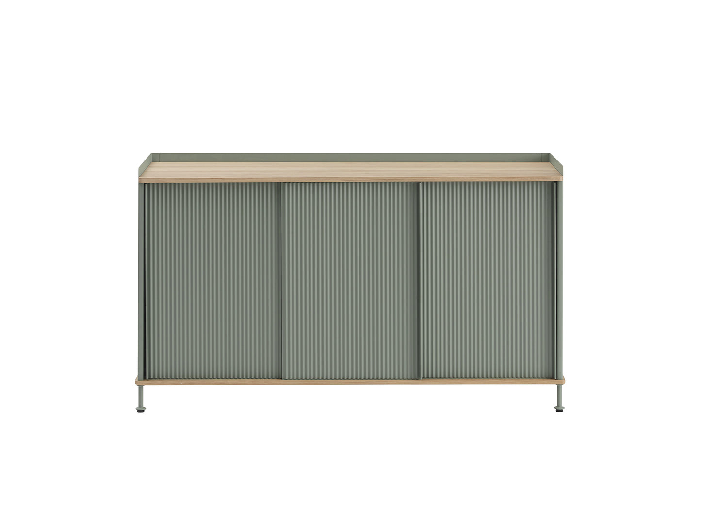 Enfold Sideboard by Muuto - 148x45 / Lacquered Oak / Dusty Green Lacquered Steel