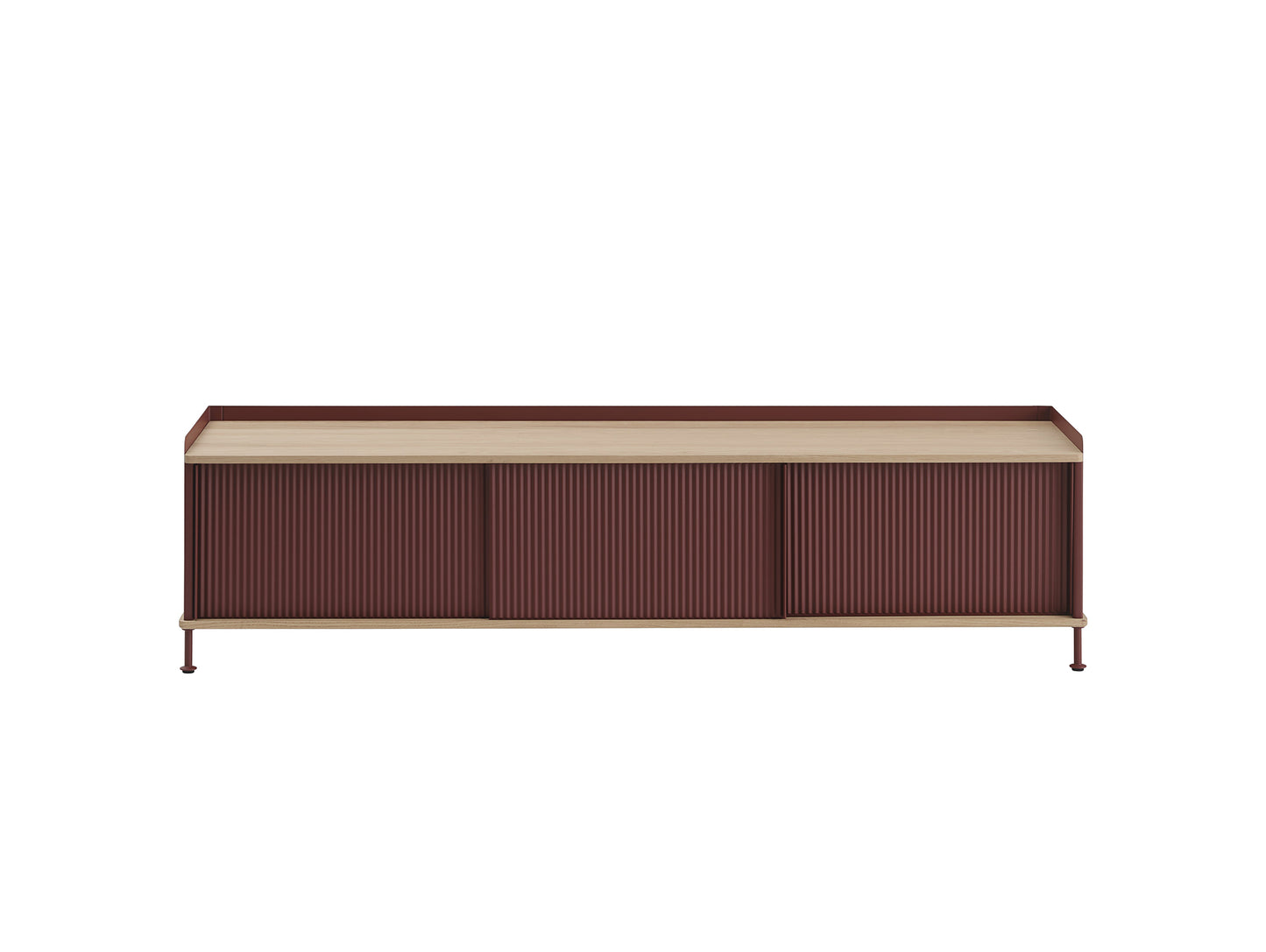 Enfold Sideboard by Muuto - 186x45 / Lacquered Oak / Deep Red Lacquered Steel