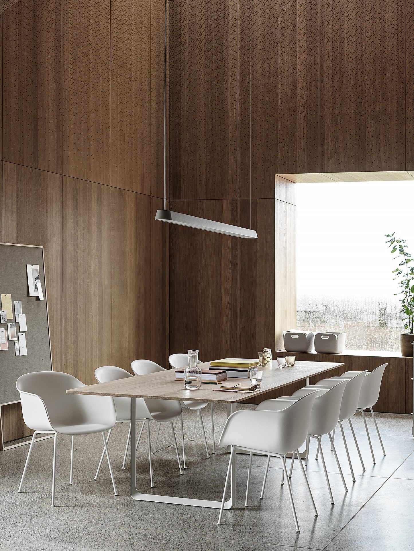 70/70 Table - Solid Oak Table Top with Grey Base / 295 x 108 cm
