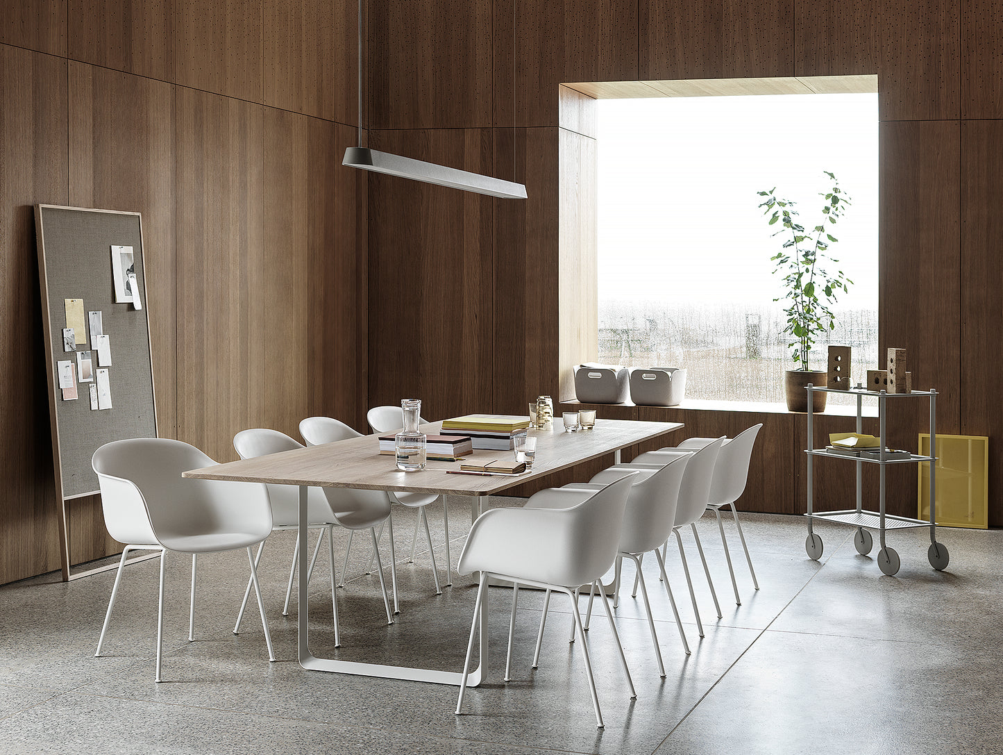 70/70 Table - Solid Oak Table Top with White Base / 295x108cm