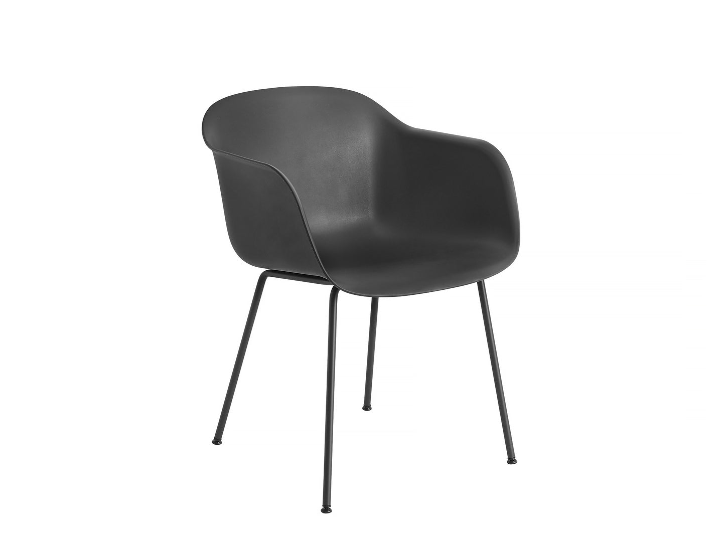 Fiber Armchair with Metal Base - Black Base, Black Shell