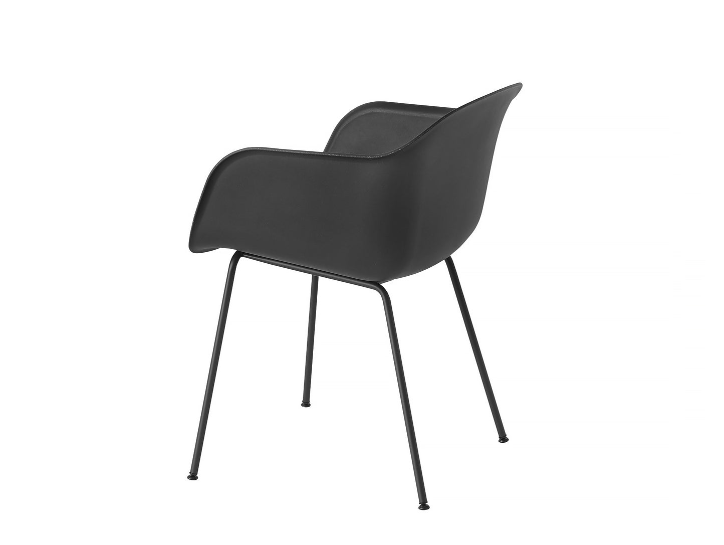 Fiber Armchair with Metal Base - Black Base, Black Shell