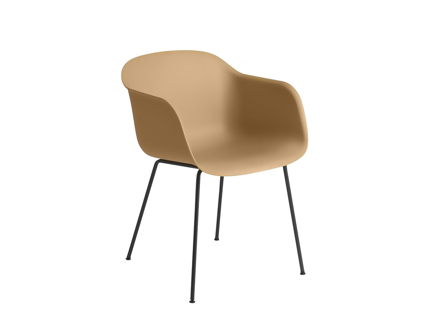 Fiber Armchair with Metal Base - Black Base, Ochre Shell