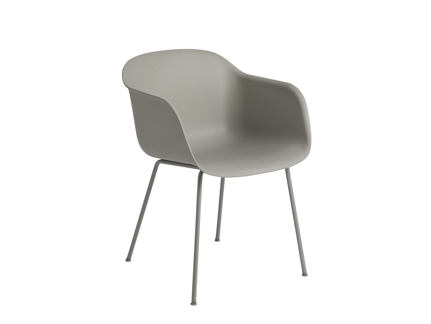 Fiber Armchair with Metal Base - Grey Base, Grey Shell