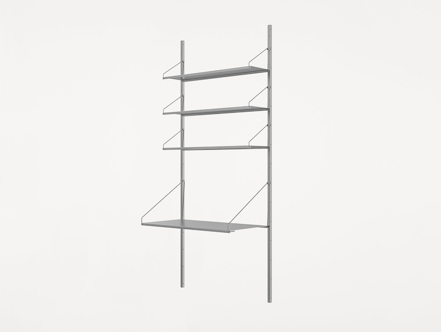 Shelf Library Stainless Steel by Frama - H1852 cm / Desk Section (w80 shelves)