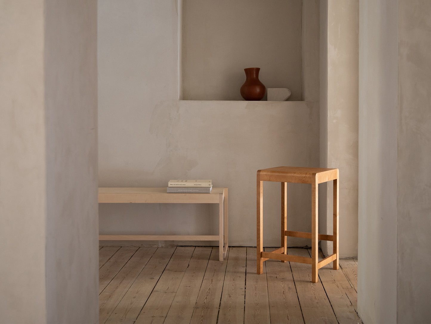 Bar Stool 01 - Warm Brown Oiled Birch Wood