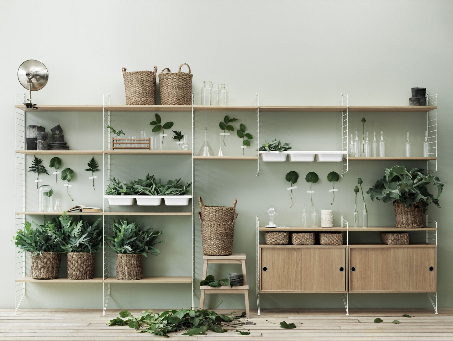 String System Cabinet with Sliding Doors