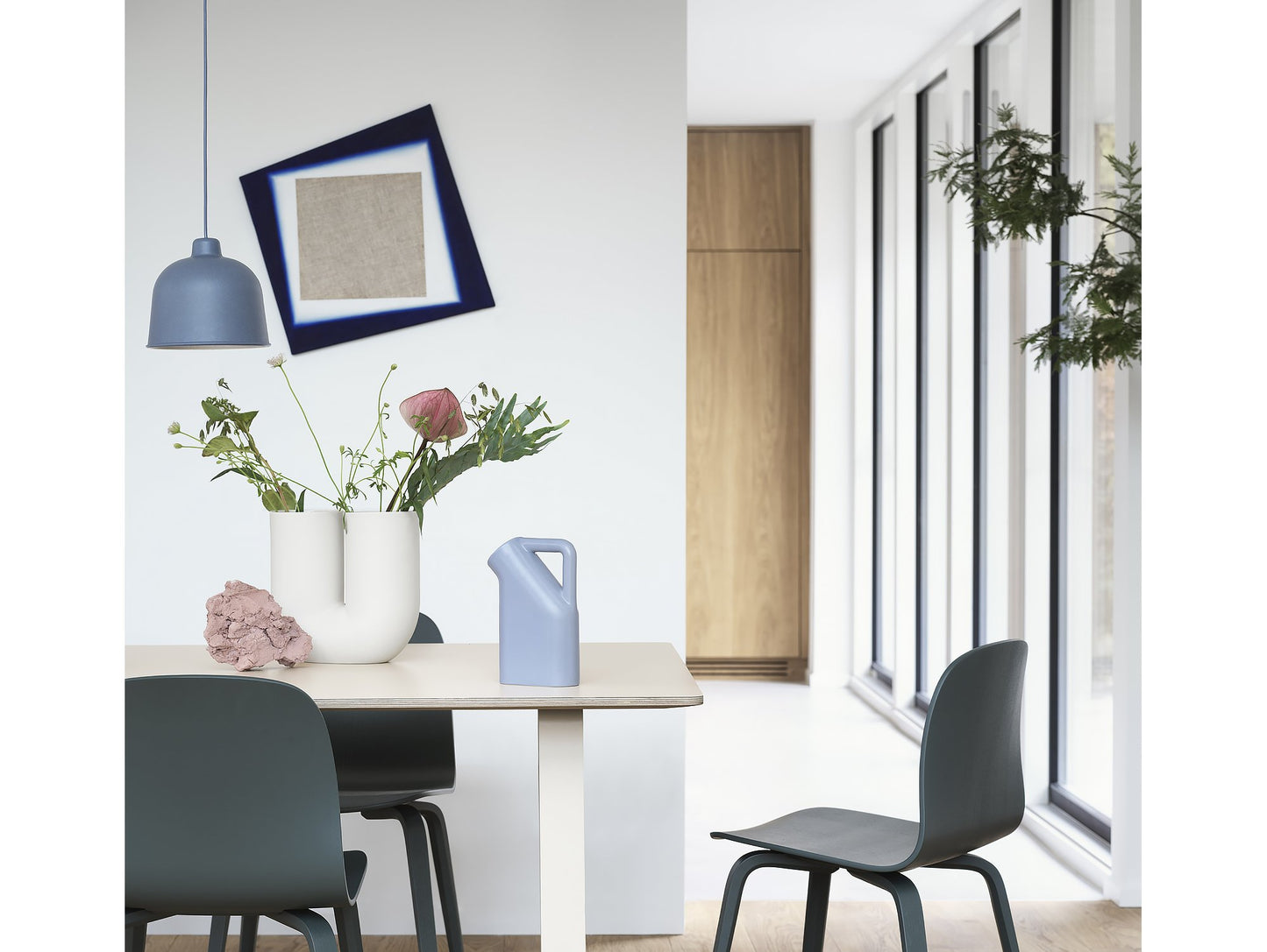 Blue-Grey Grain Pendant Light by Muuto