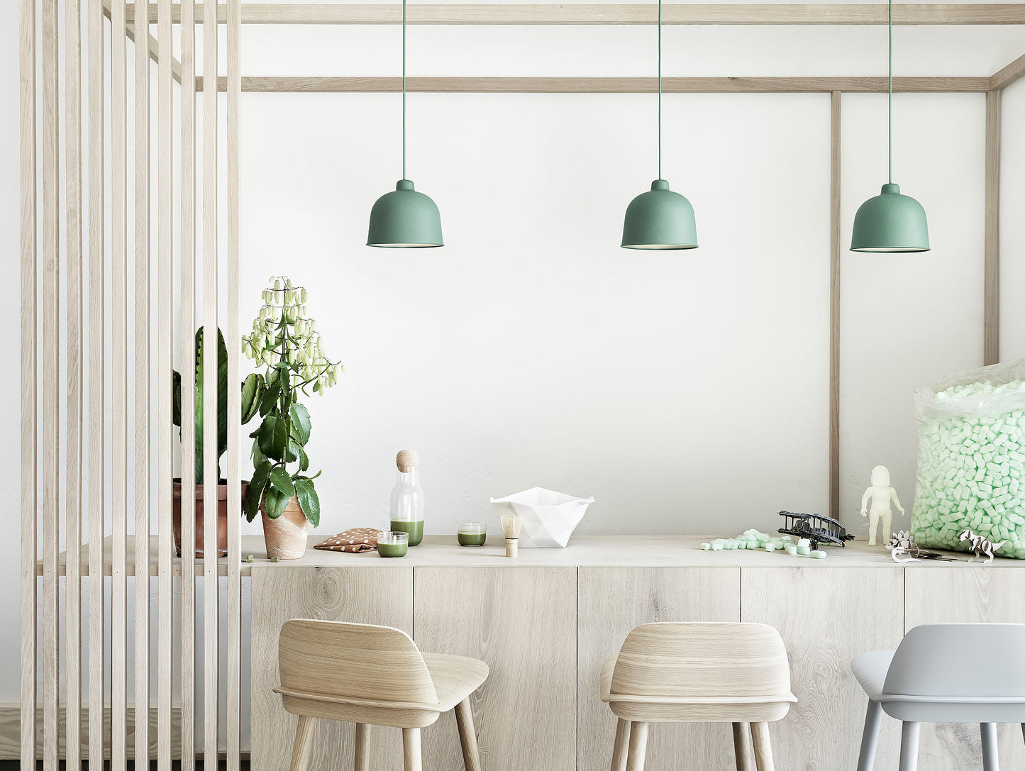 Dusty Green Grain Pendant Light by Muuto