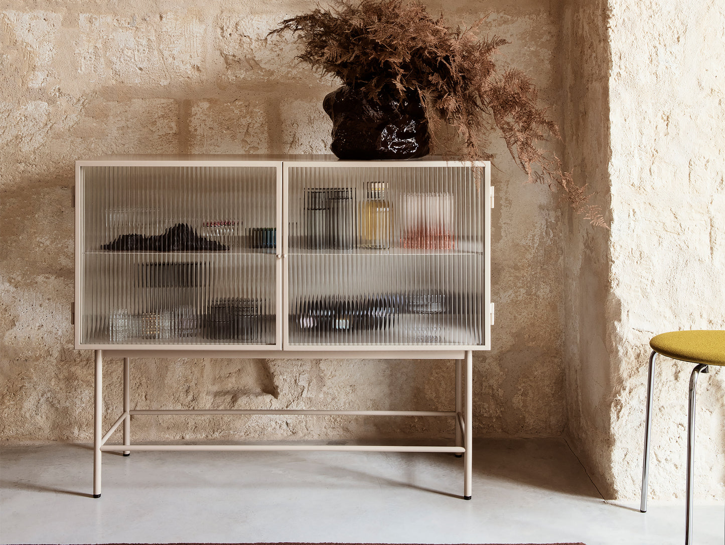 Ferm Living Haze Sideboard - Cashmere/Ripple Glass