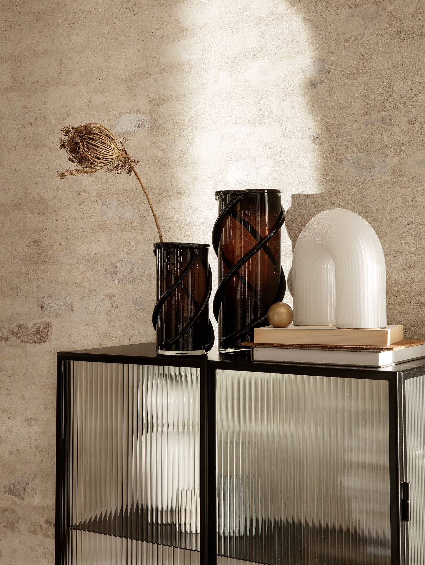 Haze Vitrine by Ferm Living - Black / Reeded Glass