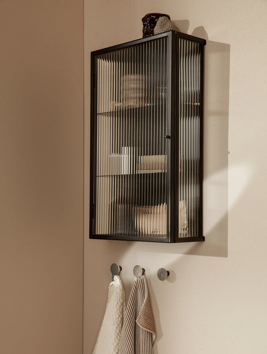 Haze Wall Cabinet - Black / Reeded Glass