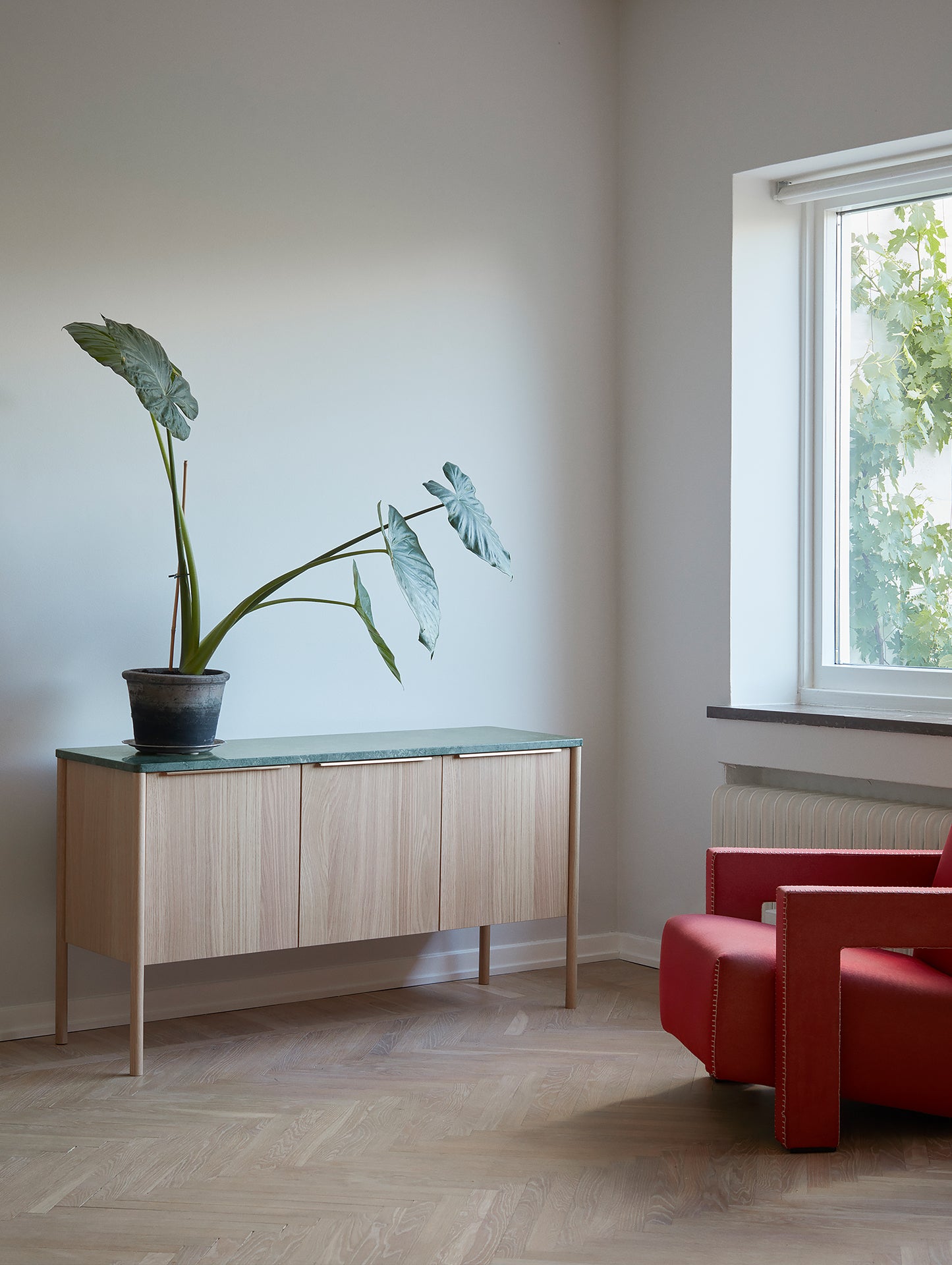 Jut Cabinet with Green Verde Guatemala Marble Top by Skagerak