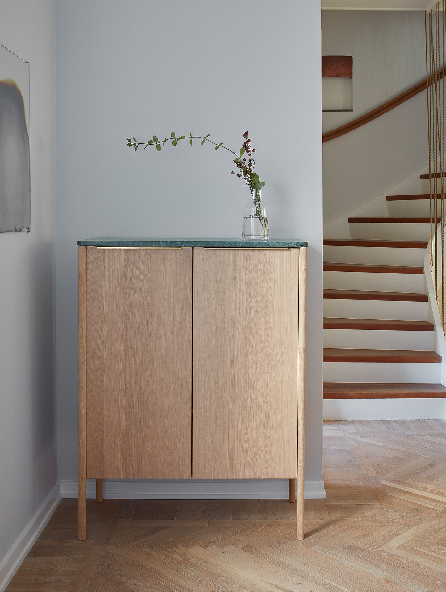 Jut High Cabinet in Green Verde Guatemala Marble by Skagerak