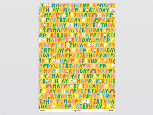 Happy Birthday Wrapping Paper x 3 Sheets