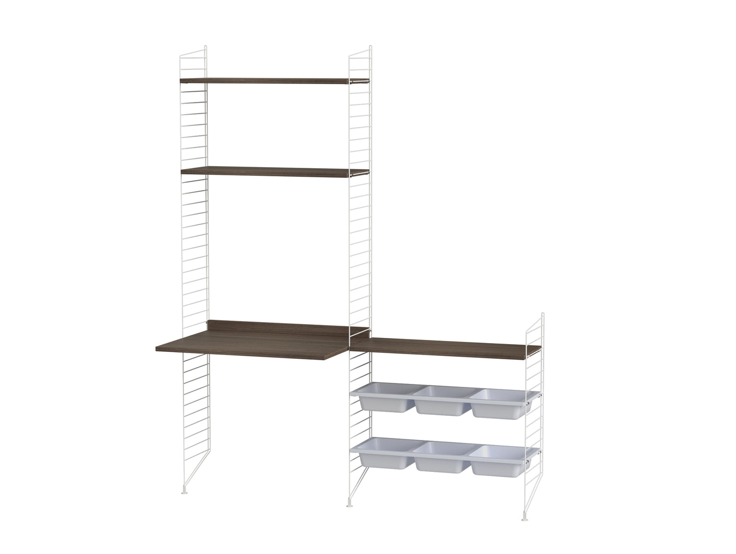 Kids Room Combination E by String - walnut /. white panels