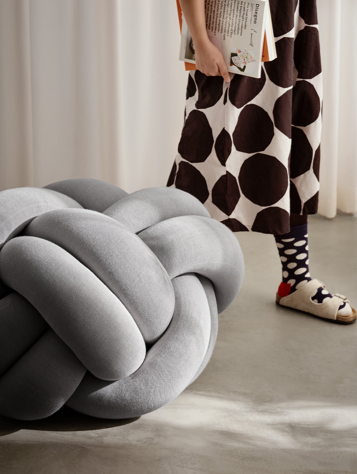 White Grey Knot Seat Cushion XL by Design House Stockholm