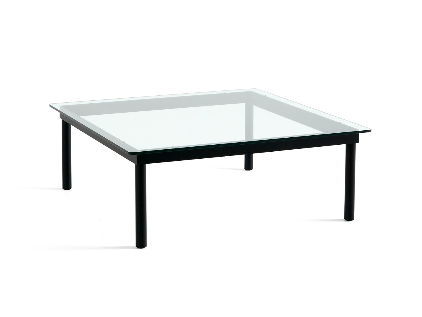 Kofi Table / 100 x 100 cm / Black Lacquered Oak Base / Clear Glass Tabletop / HAY