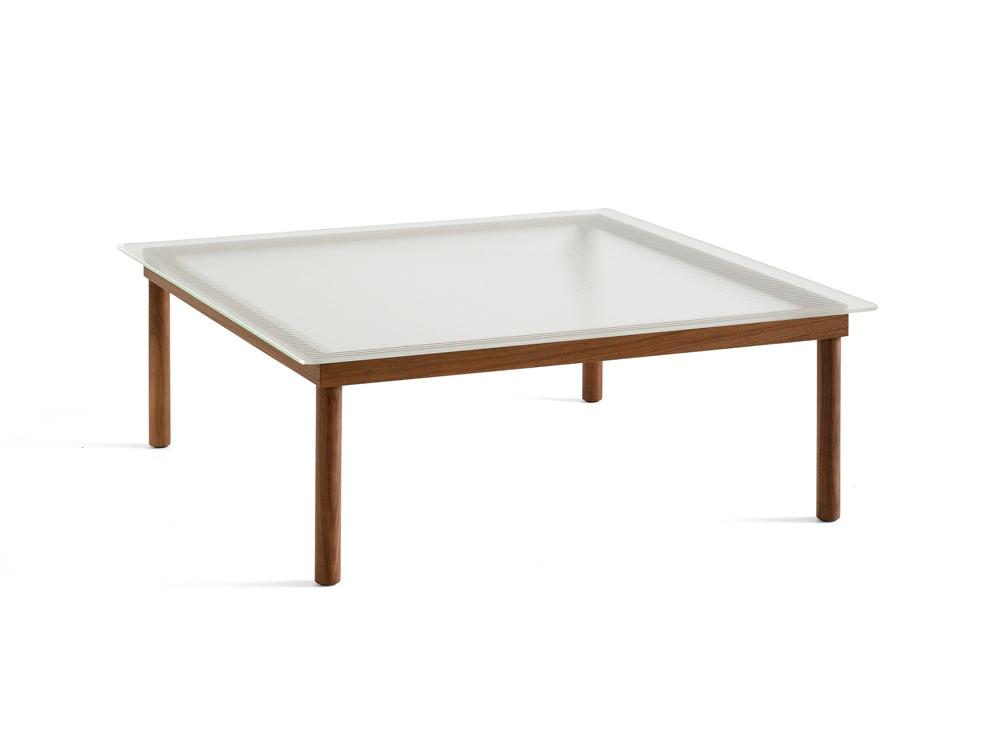 Kofi Table / 100 x 100 cm / Walnut Base / Clear Reeded Glass Tabletop / HAY