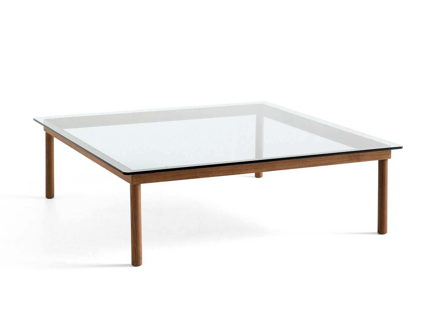 Kofi Table / 120 x 120 cm / Walnut Base / Clear Glass Tabletop / HAY