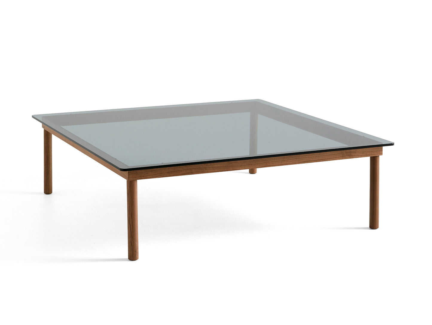 Kofi Table / 120 x 120 cm / Walnut Base / Grey Glass Tabletop / HAY