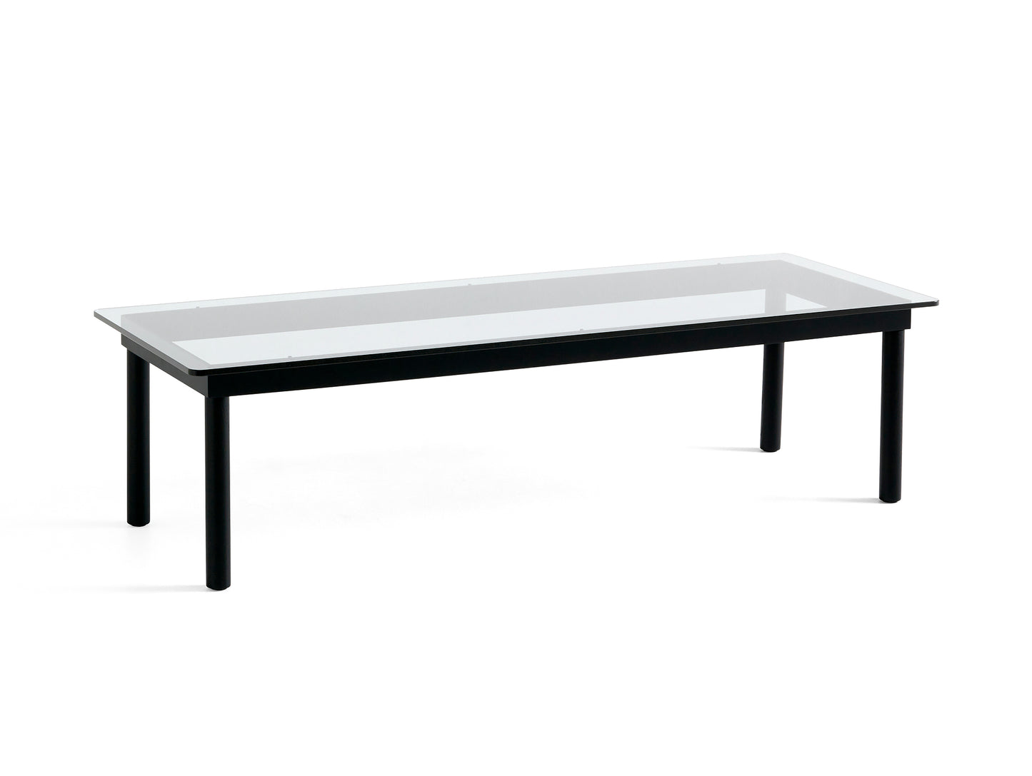 Kofi Table / 140 x 50 cm / Black Lacquered Oak Base / Clear Glass Tabletop / HAY