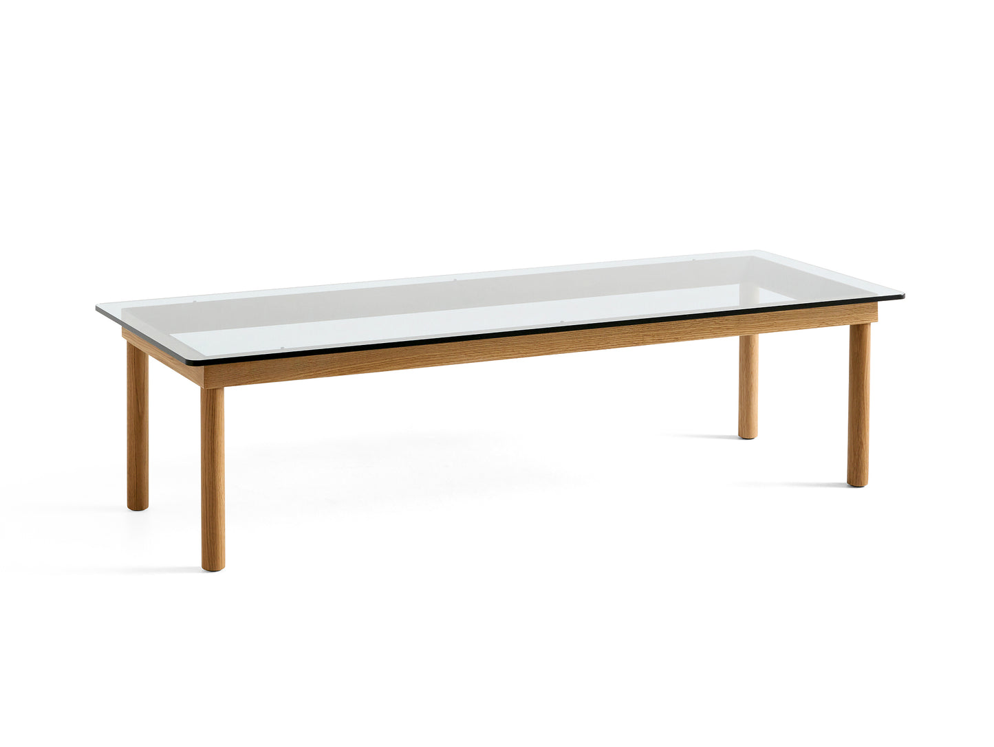 Kofi Table / 140 x 50 cm / Lacquered Oak Base / Clear Glass Tabletop / HAY