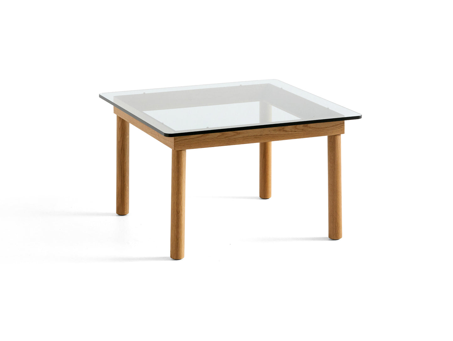 Kofi Table / 60 x 60 cm / Lacquered Oak Base / Clear Glass Tabletop / HAY